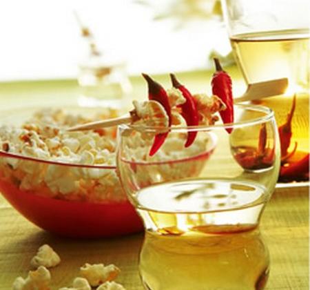 Pop corn aux épices et vodka au poivre et au piment - Photo par Luminarc