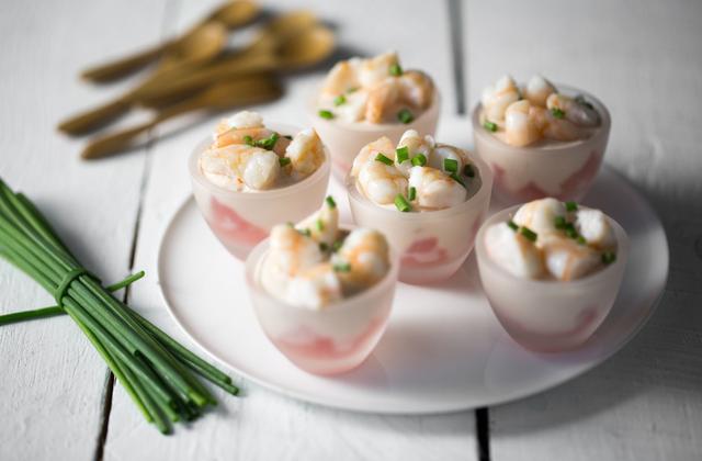 Verrines de gambas - Photo par CNIEL - Les produits laitiers