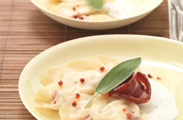 Ravioles au Saint-Maure et canard séché au Boursin cuisine 3 poivres - Boursin® Cuisine