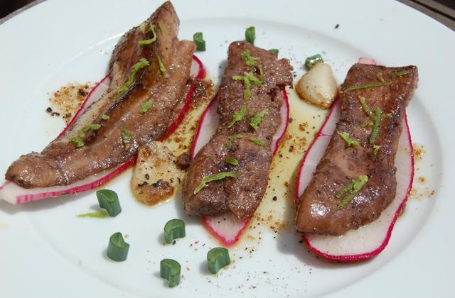 Foie de maigre, macroptère et radis - Photo par malikele