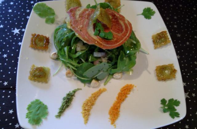 Salade de roquette, ravioles croustillantes et vinaigrette d'agrumes - Photo par sandraBF