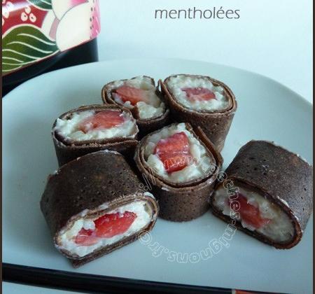 Sushi de crêpes au chocolat et fraises mentholées - mopech