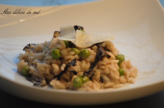 Risotto aux trompettes de la mort et petits pois - Photo par cricri3005