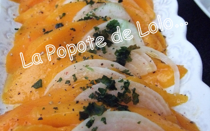 Carpaccio de mangue à l'huile d'olive parfumée à la vanille - Photo par lapopotedelolo