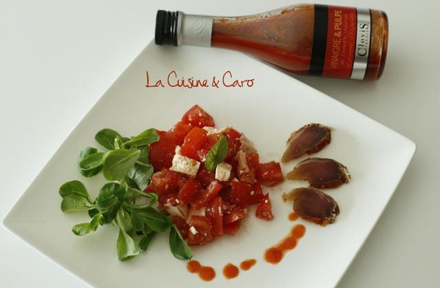 Salade de tomates et filet mignon séché au piment d'Espelette - Photo par Clovis