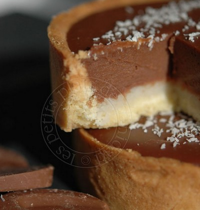 Tartelettes au chocolat au lait et passion sur lit de coco - vienno