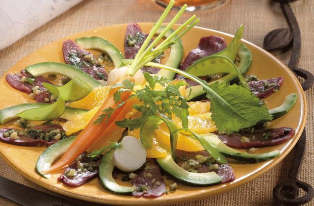 Carpaccio de magret de canard lafitte et sa salade fraîche - Lafitte Foie Gras