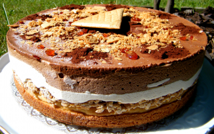 Entremet aux 3 chocolats et caramel - Photo par chouya