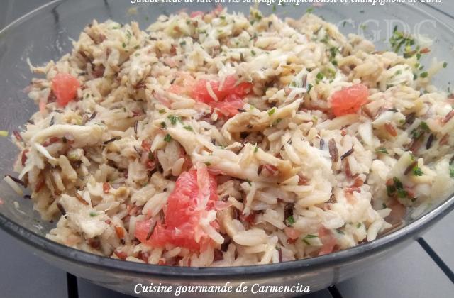 Salade tiède de raie au riz sauvage pamplemousse et champignons de Paris - Carmen