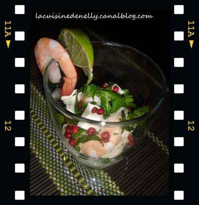 Verrines de Gambas et St Moret - Photo par Nellynelly