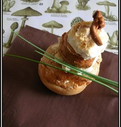 Religieuses aux girolles, aux noisettes et au fromage de chèvre - Photo par Lapin cuisinier