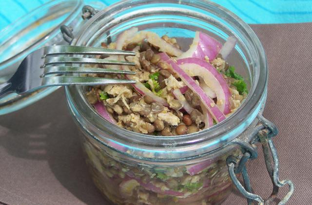Salade épicée de lentilles, thon et oignons rouges - Photo par au pAys des déLICEs