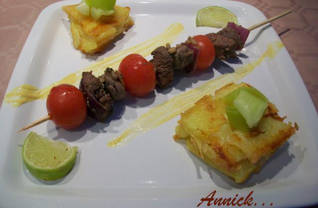 Brochette au bœuf de Chalosse & ses ch'tis pavés - Photo par Annick
