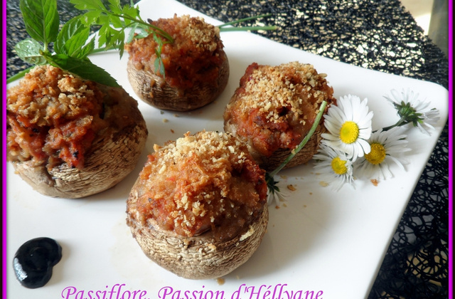Recette - Champignons farcis à la viande ail persil | 750g