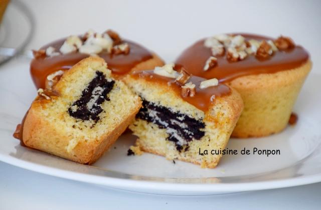 Muffin nappé de caramel et son cœur en oréo - Photo par Ponpon