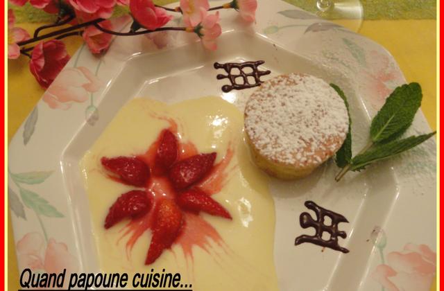 Pudding aux amandes et fraises à la liqueur d'orange - sylvieydY
