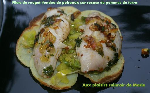 Filets de rouget, fondue de poireaux sur rosace de pommes de terre - Photo par elisah