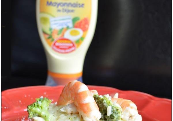 Risotto aux crevettes, brocoli, parmesan à la Mayonnaise - Amora