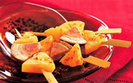 Brochette d'andouille, d'ananas, au citron vert - Le Porc