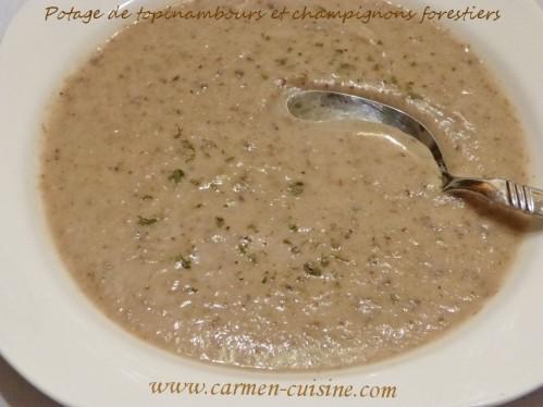 Potage aux champignons forestiers et topinambours - Photo par Carmen