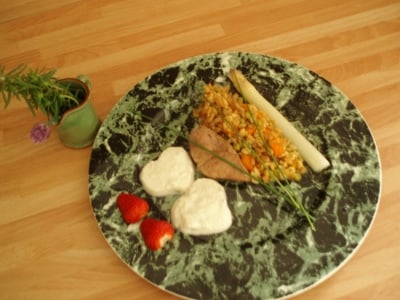 Foie de veau sauce fine roquefort Papillon, risotto d'épeautre - eponin