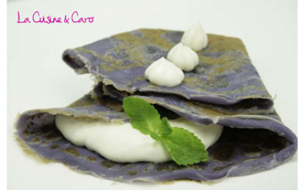 Crêpe à la violette et sa crème mentholée - Photo par la cuisine caro