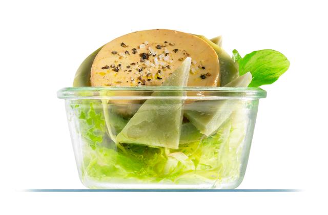 Verrine de foie gras et artichaut en salade - Photo par chef thomas lemaire