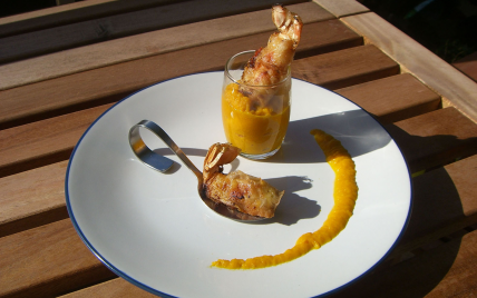 Croustillants de langoustines et sa purée de carottes au curry - djound