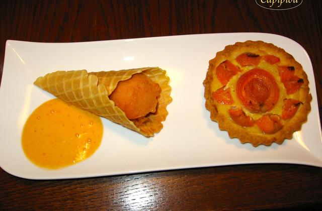 Tarte moelleuse aux abricots et son sorbet - Photo par Capipiou