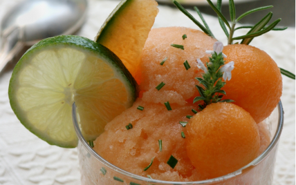 Sorbet de melon du Haut-Poitou au citron vert et romarin - Photo par Silvia Santucci