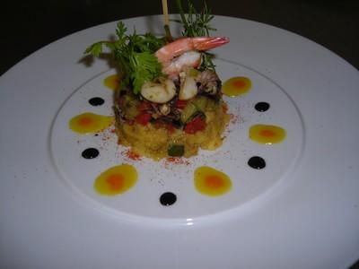 Sèches crevettes plancha à la polenta aux courgettes - Photo par flofla