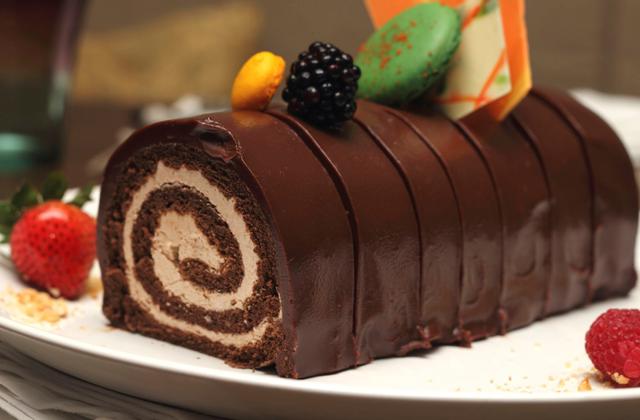 Bûche au chocolat et crème de marrons - Photo par 750g