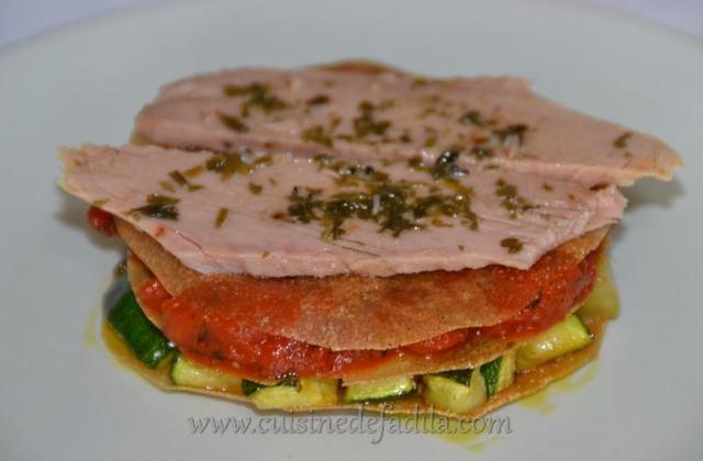 Millefeuille courgettes, tomates et émincés de thon - Photo par Saupiquet
