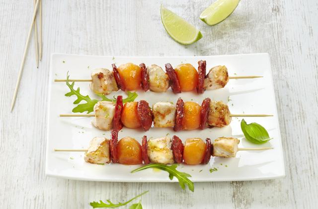 Brochettes de filet de lapin, melon et chorizo - Photo par S’cuiz in