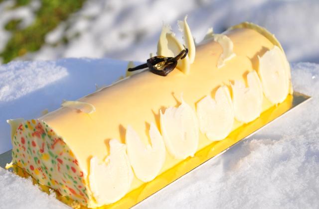 'Rouge Passion' : bûche aux fruits exotiques et à la fraise - Photo par membre_253430