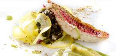 Panaché d'algues fraîches et filets de rougets grillés, émulsion de laitue de mer - 750g