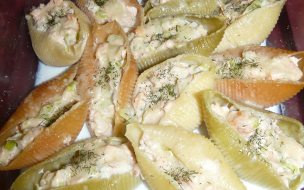 Pâtes gratinées farcies au saumon, ricotta et poireaux - Photo par julielgM