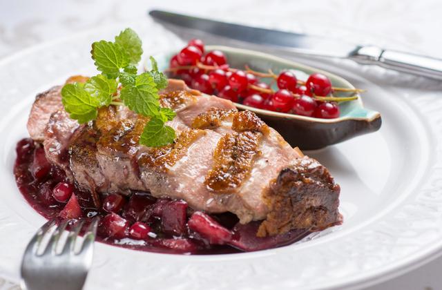 Magret de canard au miel et groseilles - Photo par 750g