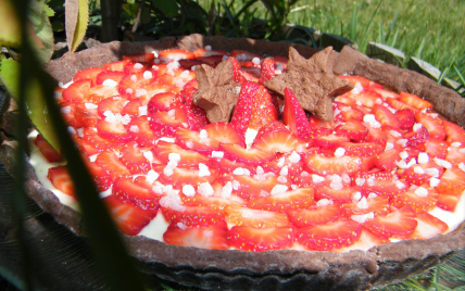 Tarte pannacotta rhubarbe aux fraises - Photo par chouya