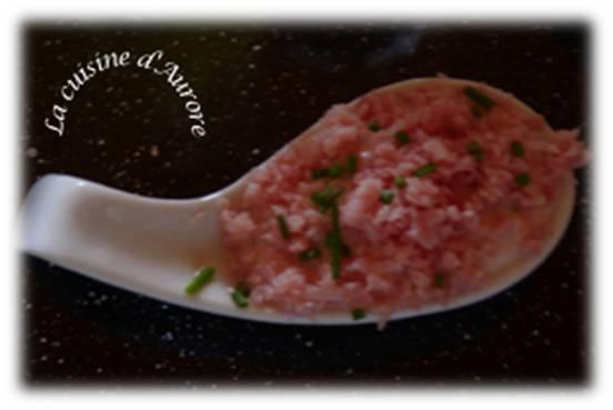 Verrines de jambon et de fromage ail & fines herbes - Photo par aurore1486