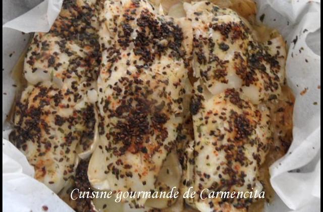 Cabillaud sur un lit de poireaux-pommes de terre et chèvre - Carmen
