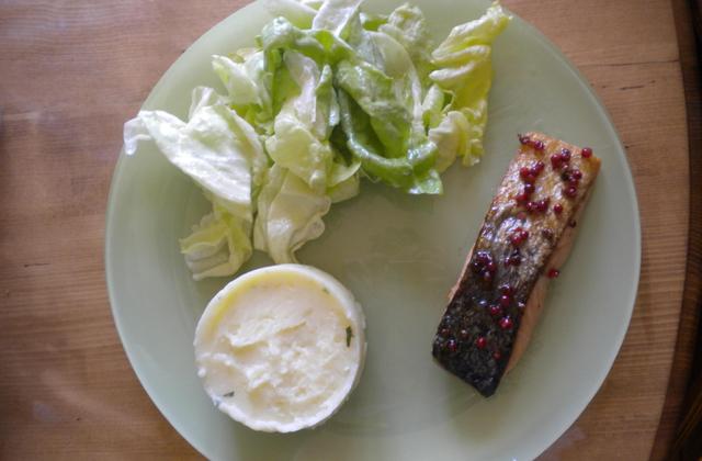 Pavé de saumon et sa purée de pomme de terre - Photo par janoug