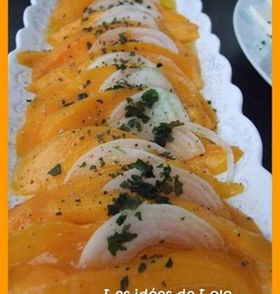 Carpaccio de mangue à l'huile d'olive parfumée à la vanille... - lapopotedelolo