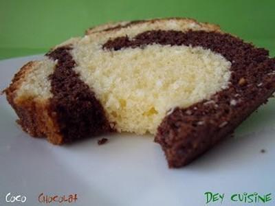 Cake marbré coco et chocolat - DeyCuisine