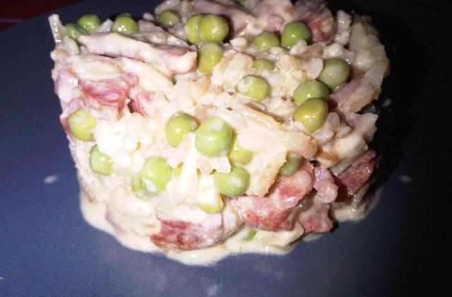 Risotto lardons, chorizo et petits pois - Photo par crijks