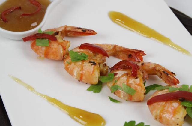 Gambas poêlées piment, ail et sauce gingembre - Photo par okcebo
