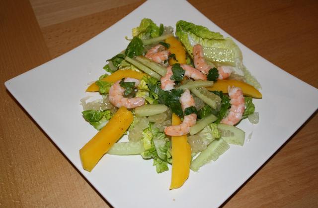 Salade crevettes-mangue-pamplemousse chinois - Photo par Solenne Trois Clous