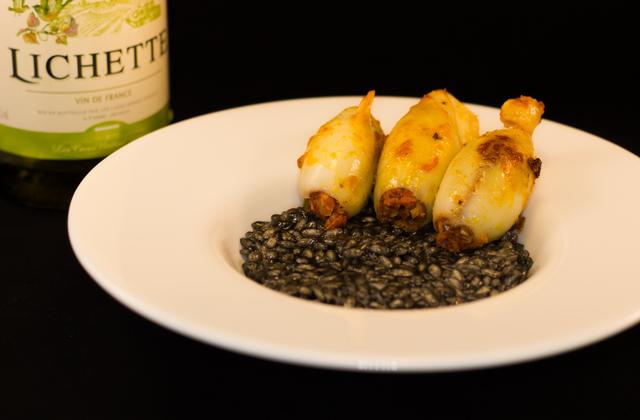 Black risotto et encornets au chorizo - Photo par christophe thermostat7.fr