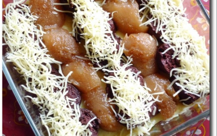 Gratin de boudin en damier pomme et poire - Photo par franceop