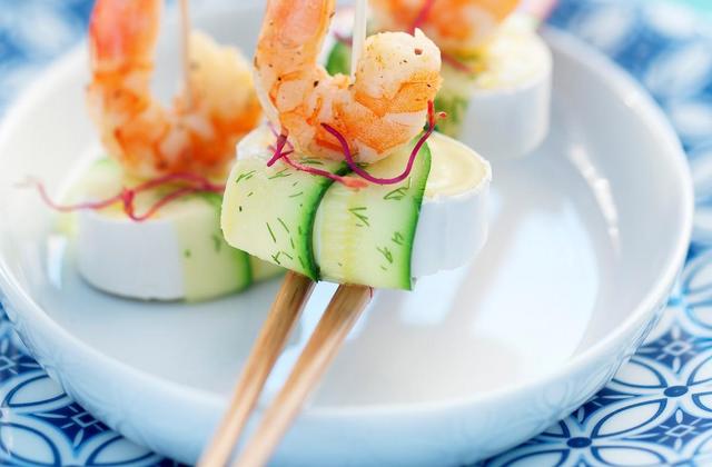 Comme un sushi, en cas de caprice, courgette et crevettes grillées - Photo par Caprices des Dieux
